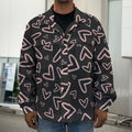 Cute Pink Heart Pattern Print Men's Shirt Jacket
