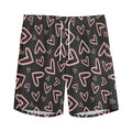 Cute Pink Heart Pattern Print Men's Athletic Shorts