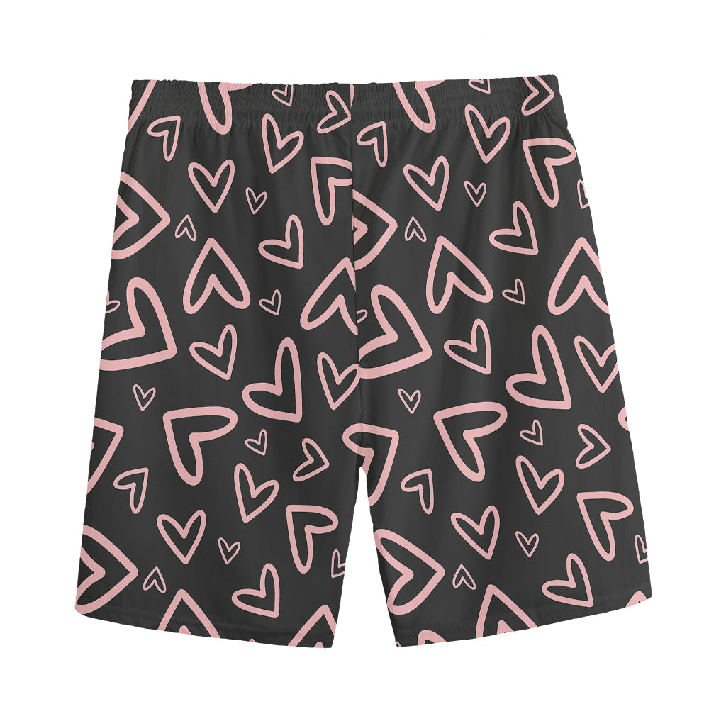 Cute Pink Heart Pattern Print Men's Sports Shorts