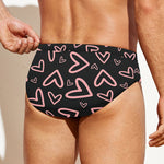 Cute Pink Heart Pattern Print Men's Swim Briefs