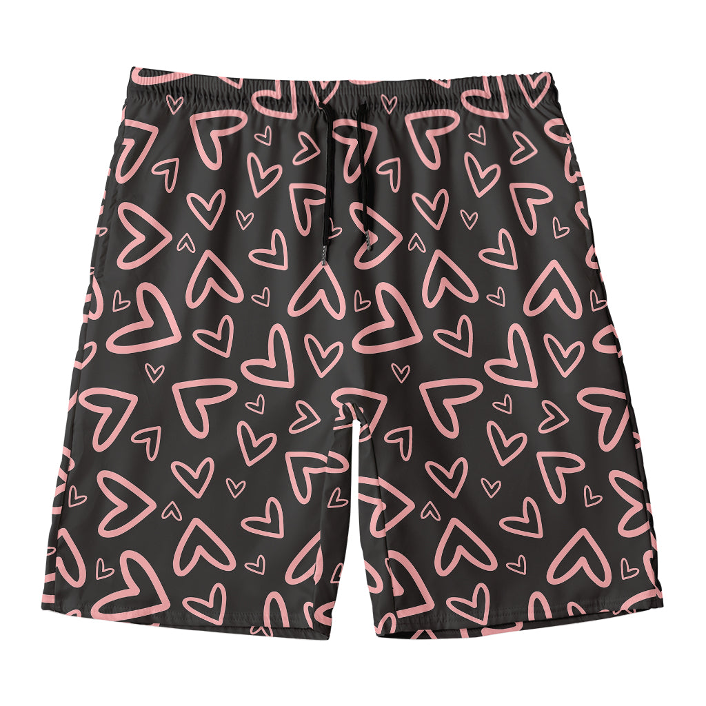 Cute Pink Heart Pattern Print Men's Swim Trunks