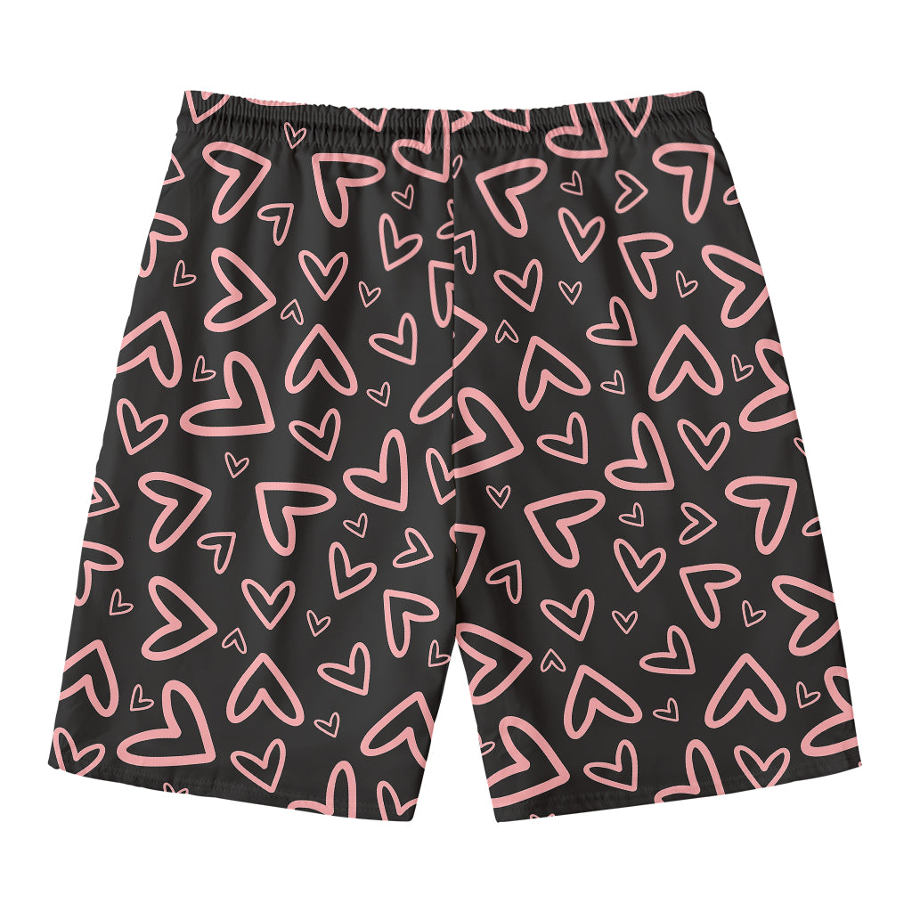 Cute Pink Heart Pattern Print Men's Swim Trunks