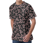 Cute Pink Heart Pattern Print Men's Velvet T-Shirt