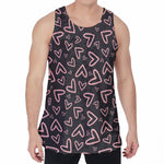 Cute Pink Heart Pattern Print Men's Velvet Tank Top