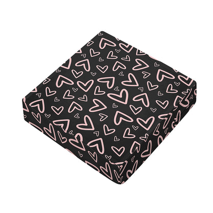 Cute Pink Heart Pattern Print Outdoor Seat Cushion Cover