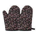 Cute Pink Heart Pattern Print Oven Mitts