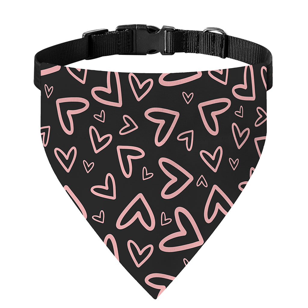 Cute Pink Heart Pattern Print Over The Collar Dog Bandana