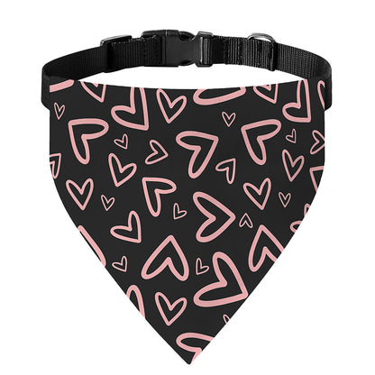 Cute Pink Heart Pattern Print Over The Collar Dog Bandana
