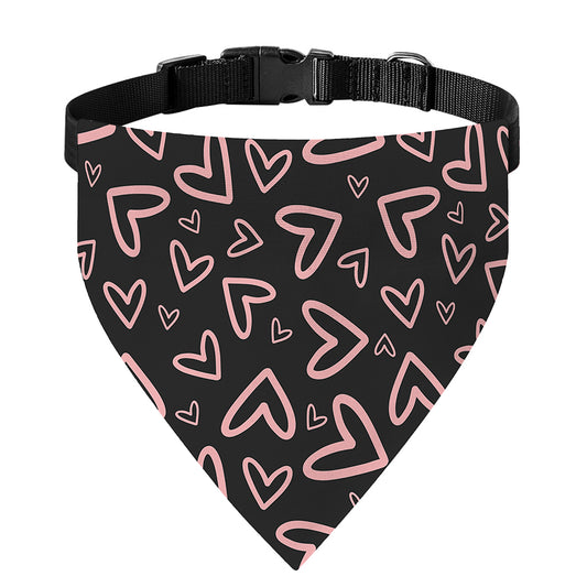Cute Pink Heart Pattern Print Over The Collar Dog Bandana