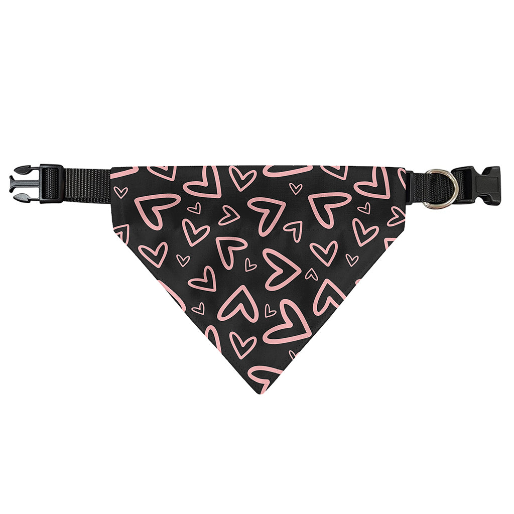 Cute Pink Heart Pattern Print Over The Collar Dog Bandana