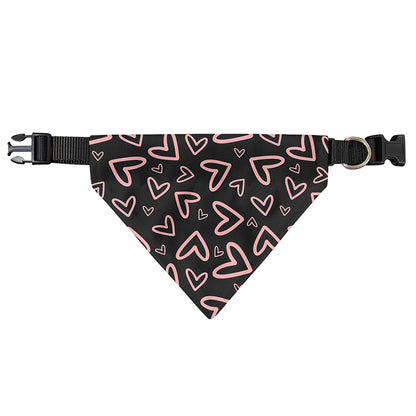 Cute Pink Heart Pattern Print Over The Collar Dog Bandana