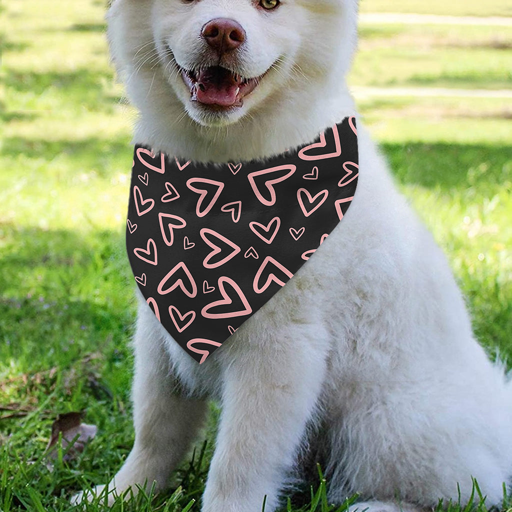 Cute Pink Heart Pattern Print Over The Collar Dog Bandana