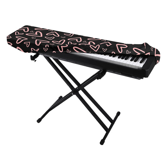 Cute Pink Heart Pattern Print Piano Keyboard Cover