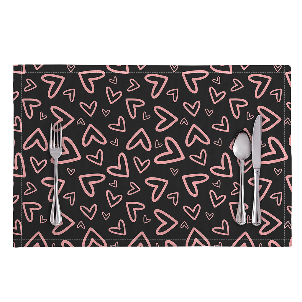 Cute Pink Heart Pattern Print Placemat