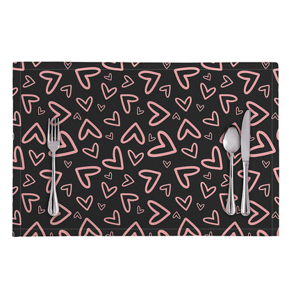 Cute Pink Heart Pattern Print Placemat