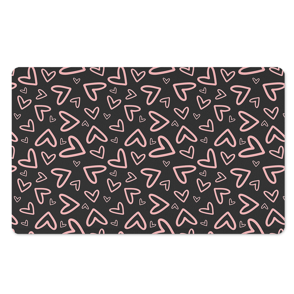 Cute Pink Heart Pattern Print Polyester Doormat