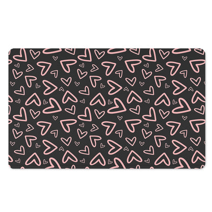 Cute Pink Heart Pattern Print Polyester Doormat
