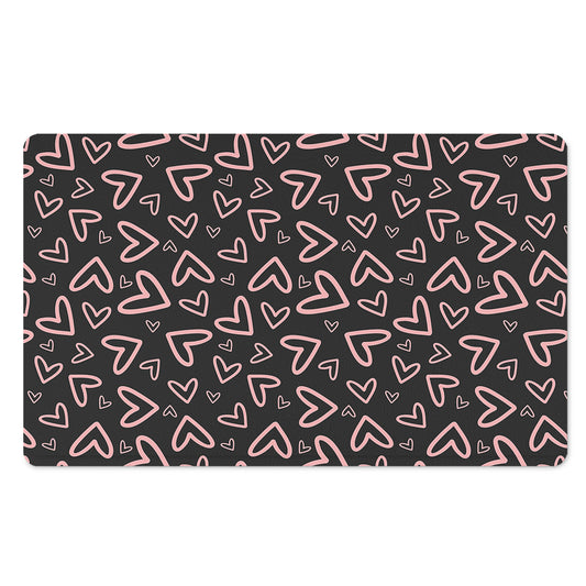 Cute Pink Heart Pattern Print Polyester Doormat