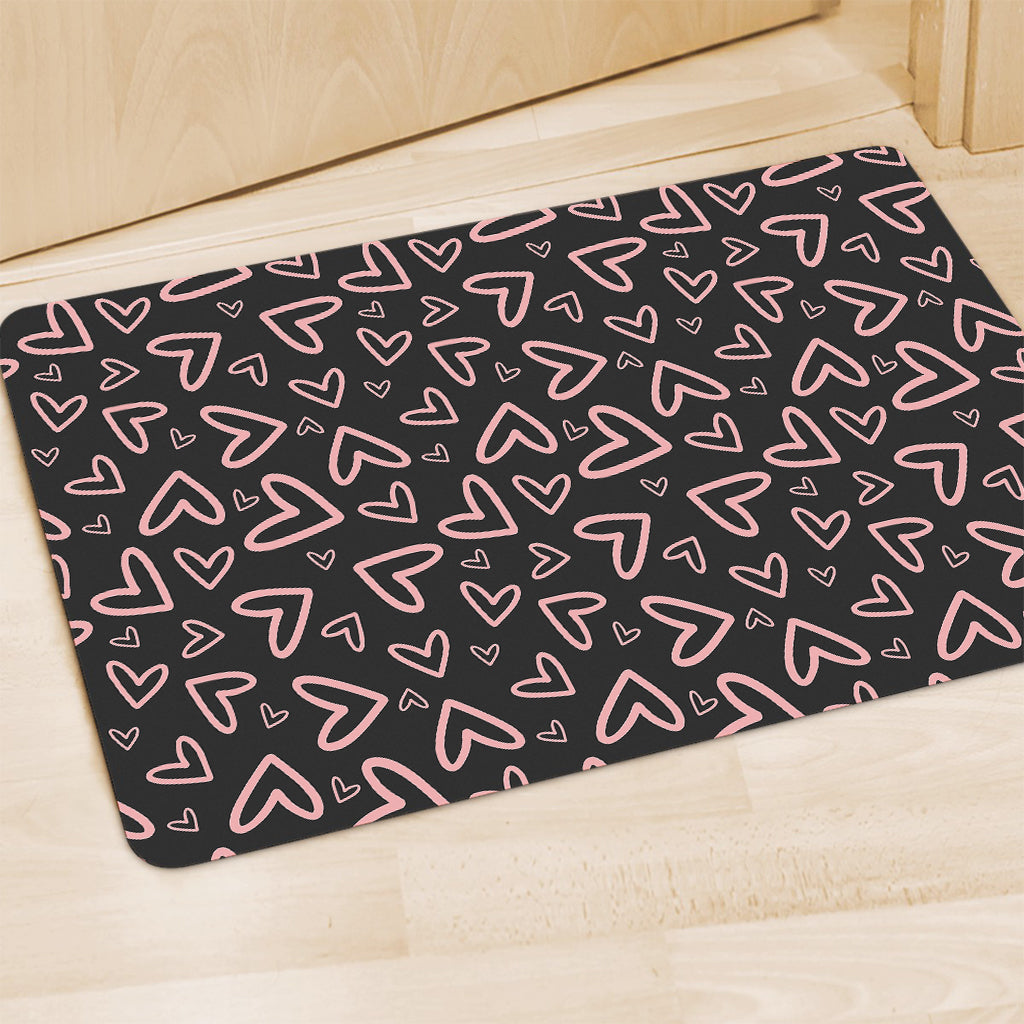 Cute Pink Heart Pattern Print Polyester Doormat