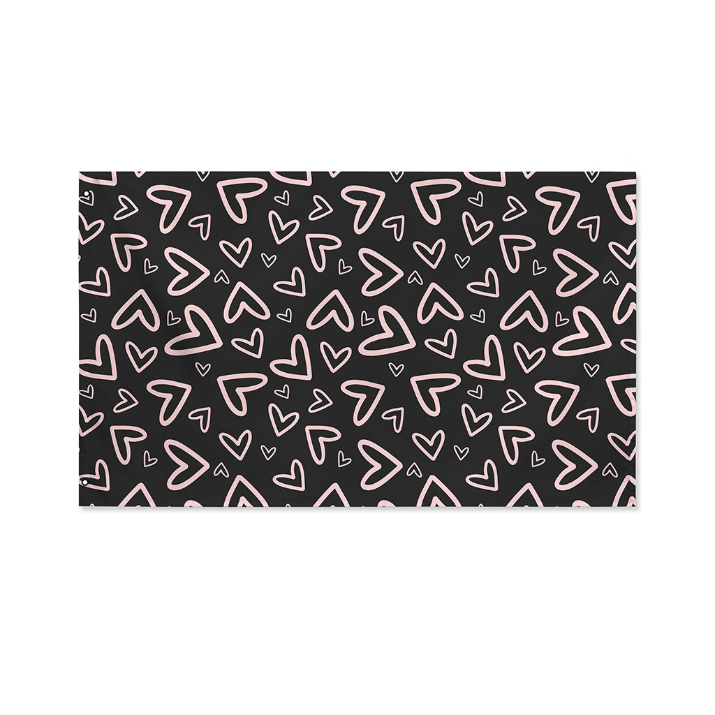 Cute Pink Heart Pattern Print Polyester Flag