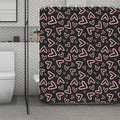 Cute Pink Heart Pattern Print Polyester Shower Curtain