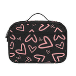 Cute Pink Heart Pattern Print Portable Lunch Bag