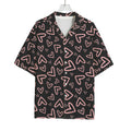 Cute Pink Heart Pattern Print Rayon Hawaiian Shirt
