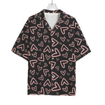 Cute Pink Heart Pattern Print Rayon Hawaiian Shirt