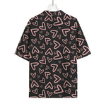 Cute Pink Heart Pattern Print Rayon Hawaiian Shirt