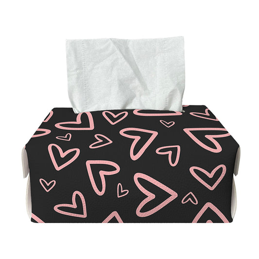 Cute Pink Heart Pattern Print Rectangle Tissue Box Cover