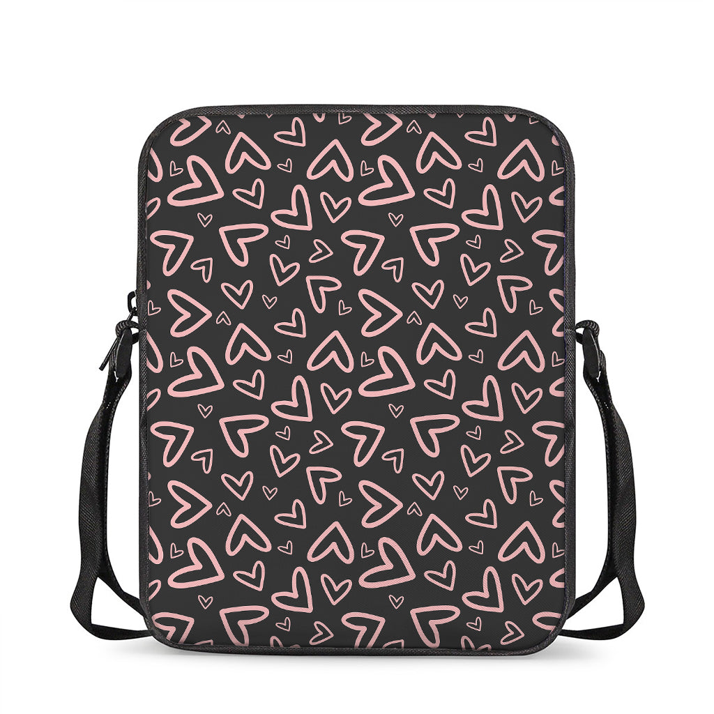 Cute Pink Heart Pattern Print Rectangular Crossbody Bag