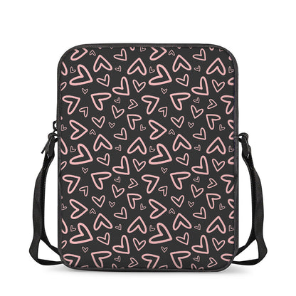 Cute Pink Heart Pattern Print Rectangular Crossbody Bag