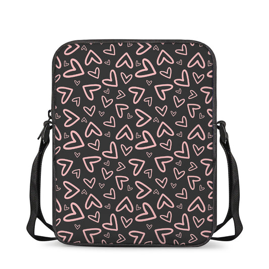 Cute Pink Heart Pattern Print Rectangular Crossbody Bag