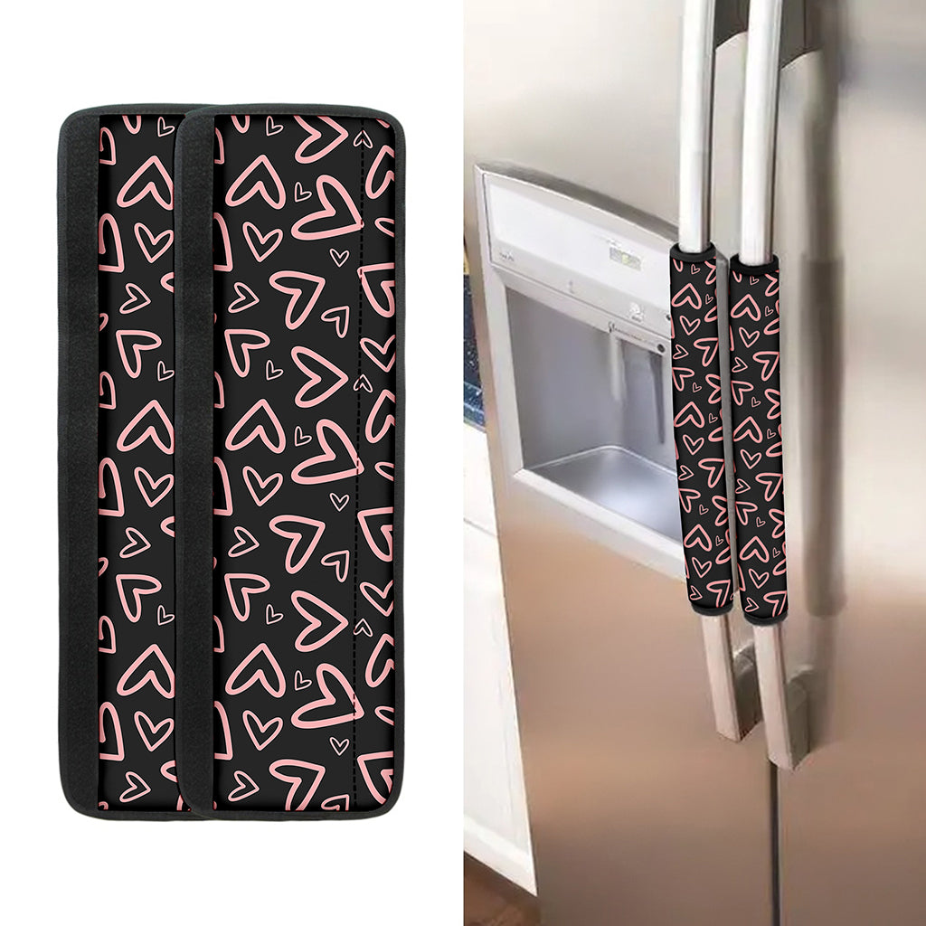Cute Pink Heart Pattern Print Refrigerator Handle Covers