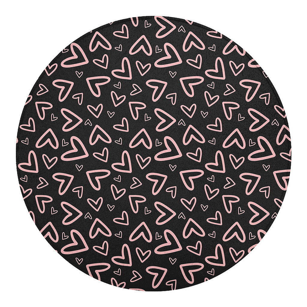 Cute Pink Heart Pattern Print Round Blanket