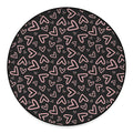 Cute Pink Heart Pattern Print Round Floor Mat