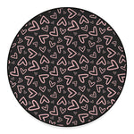 Cute Pink Heart Pattern Print Round Floor Mat