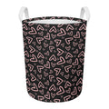 Cute Pink Heart Pattern Print Round Laundry Basket