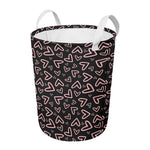Cute Pink Heart Pattern Print Round Laundry Basket