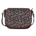 Cute Pink Heart Pattern Print Saddle Bag