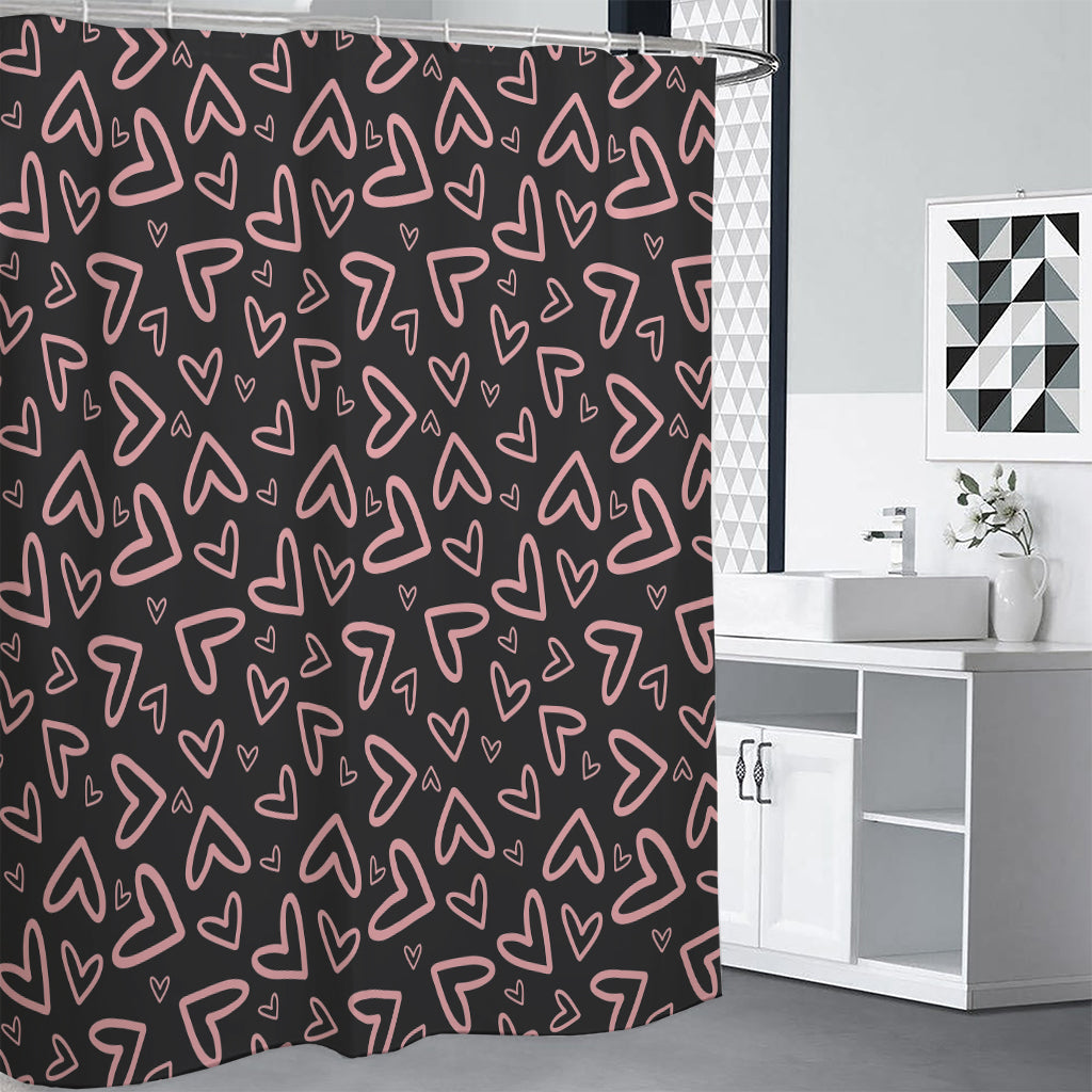 Cute Pink Heart Pattern Print Shower Curtain