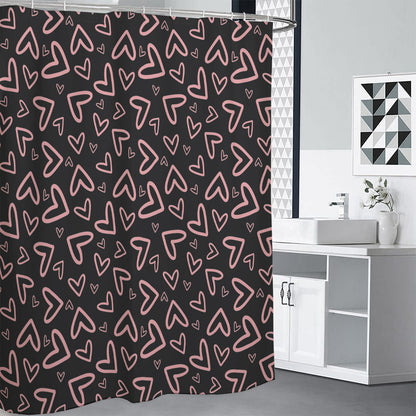 Cute Pink Heart Pattern Print Shower Curtain
