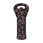 Cute Pink Heart Pattern Print Single Neoprene Wine Tote