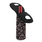 Cute Pink Heart Pattern Print Single Neoprene Wine Tote