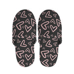 Cute Pink Heart Pattern Print Slippers