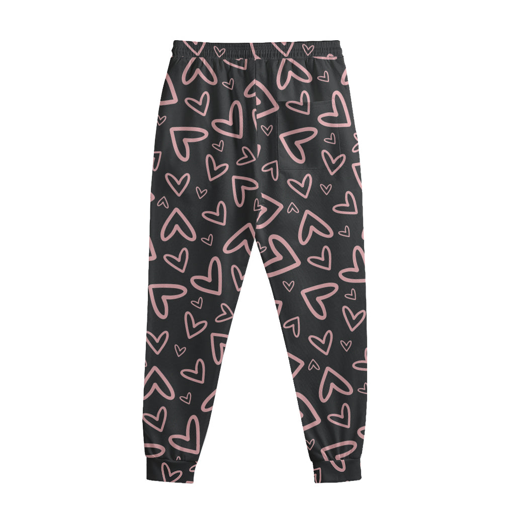 Cute Pink Heart Pattern Print Sweatpants