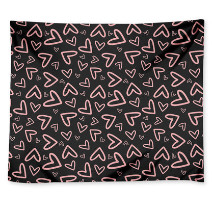 Cute Pink Heart Pattern Print Tapestry