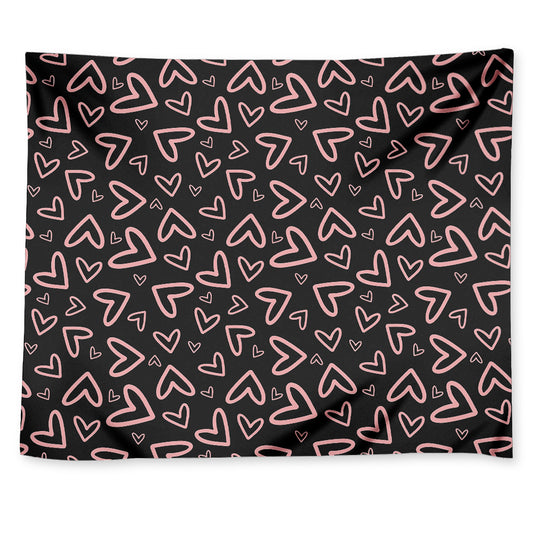 Cute Pink Heart Pattern Print Tapestry