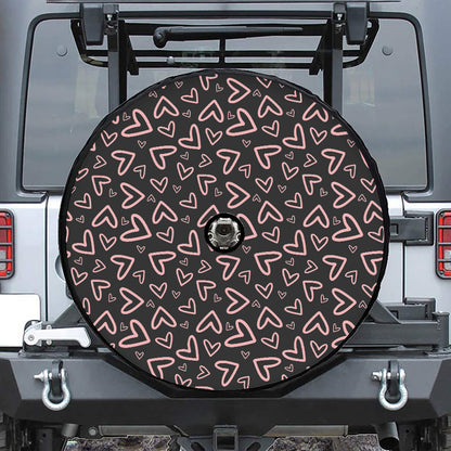 Cute Pink Heart Pattern Print Tire Cover With Camera Hole