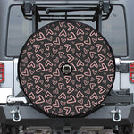 Cute Pink Heart Pattern Print Tire Cover With Camera Hole